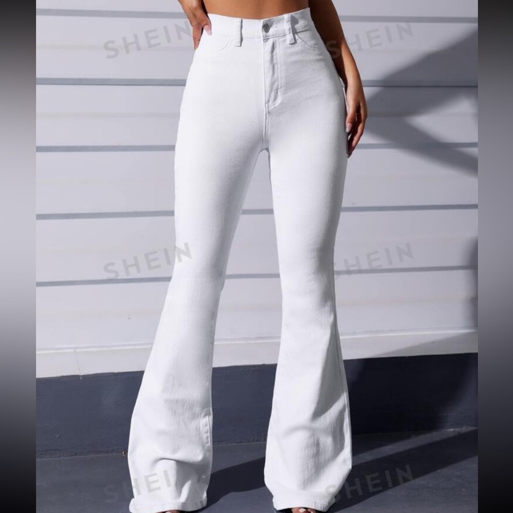 White High Waist Flare Flare Leg Jeans 27